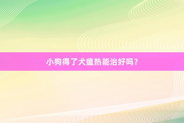 小狗得了犬瘟热能治好吗？